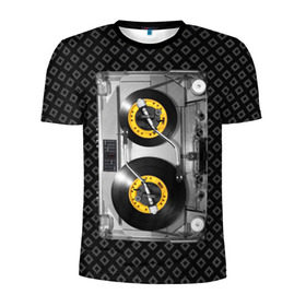 Мужская футболка 3D спортивная с принтом DJ Tape в Курске, 100% полиэстер с улучшенными характеристиками | приталенный силуэт, круглая горловина, широкие плечи, сужается к линии бедра | dj | equalizer | music | retro | sound | tape | диджей | кассета | меломан | музыка | пленка | ретро | эквалайзер