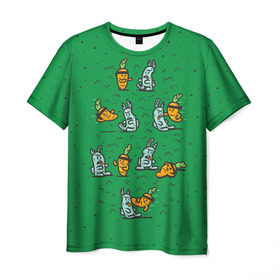 Мужская футболка 3D с принтом Боевая морковь в Курске, 100% полиэфир | прямой крой, круглый вырез горловины, длина до линии бедер | animal | beast | karate | nature | rabbit | vegan | битва | бой | веган | вегетарианец | животное | зайка | зайчик | заяц | зверь | карате | кролик | морковь | овощ | природа