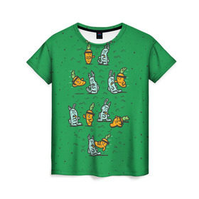 Женская футболка 3D с принтом Боевая морковь в Курске, 100% полиэфир ( синтетическое хлопкоподобное полотно) | прямой крой, круглый вырез горловины, длина до линии бедер | animal | beast | karate | nature | rabbit | vegan | битва | бой | веган | вегетарианец | животное | зайка | зайчик | заяц | зверь | карате | кролик | морковь | овощ | природа