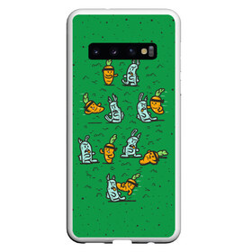 Чехол для Samsung Galaxy S10 с принтом Боевая морковь в Курске, Силикон | Область печати: задняя сторона чехла, без боковых панелей | animal | beast | karate | nature | rabbit | vegan | битва | бой | веган | вегетарианец | животное | зайка | зайчик | заяц | зверь | карате | кролик | морковь | овощ | природа