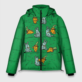 Мужская зимняя куртка 3D с принтом Боевая морковь в Курске, верх — 100% полиэстер; подкладка — 100% полиэстер; утеплитель — 100% полиэстер | длина ниже бедра, свободный силуэт Оверсайз. Есть воротник-стойка, отстегивающийся капюшон и ветрозащитная планка. 

Боковые карманы с листочкой на кнопках и внутренний карман на молнии. | animal | beast | karate | nature | rabbit | vegan | битва | бой | веган | вегетарианец | животное | зайка | зайчик | заяц | зверь | карате | кролик | морковь | овощ | природа