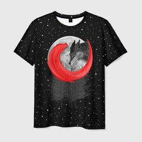 Мужская футболка 3D с принтом Красная шапочка в Курске, 100% полиэфир | прямой крой, круглый вырез горловины, длина до линии бедер | animal | beast | girl | moon | rage | roar | space | star | wolf | волк | девушка | животное | зверь | космос | красная | луна | рык | сказка | шапочка | ярость