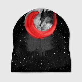 Шапка 3D с принтом Красная шапочка в Курске, 100% полиэстер | универсальный размер, печать по всей поверхности изделия | animal | beast | girl | moon | rage | roar | space | star | wolf | волк | девушка | животное | зверь | космос | красная | луна | рык | сказка | шапочка | ярость