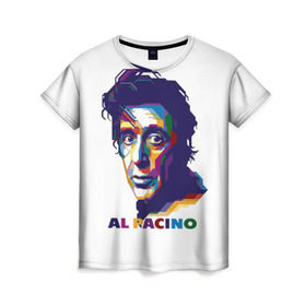 Женская футболка 3D с принтом Al Pacino в Курске, 100% полиэфир ( синтетическое хлопкоподобное полотно) | прямой крой, круглый вырез горловины, длина до линии бедер | актёр | аль пачино | артист | звезда | кино | киноактёр | кинозвезда | кинофильм | роль
