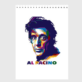 Скетчбук с принтом Al Pacino в Курске, 100% бумага
 | 48 листов, плотность листов — 100 г/м2, плотность картонной обложки — 250 г/м2. Листы скреплены сверху удобной пружинной спиралью | Тематика изображения на принте: актёр | аль пачино | артист | звезда | кино | киноактёр | кинозвезда | кинофильм | роль