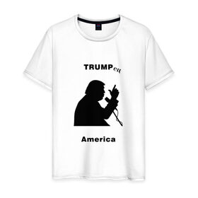 Мужская футболка хлопок с принтом Дональд Трамп в Курске, 100% хлопок | прямой крой, круглый вырез горловины, длина до линии бедер, слегка спущенное плечо. | 