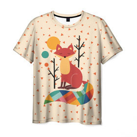 Мужская футболка 3D с принтом Осенняя лисичка в Курске, 100% полиэфир | прямой крой, круглый вырез горловины, длина до линии бедер | Тематика изображения на принте: animal | beast | cat | fox | kitty | nature | orange | животное | зверь | кот | котик | кошка | лиса | лисичка | оранжевая | осень | природа