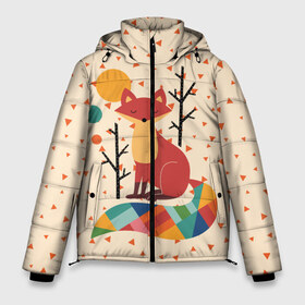 Мужская зимняя куртка 3D с принтом Осенняя лисичка в Курске, верх — 100% полиэстер; подкладка — 100% полиэстер; утеплитель — 100% полиэстер | длина ниже бедра, свободный силуэт Оверсайз. Есть воротник-стойка, отстегивающийся капюшон и ветрозащитная планка. 

Боковые карманы с листочкой на кнопках и внутренний карман на молнии. | Тематика изображения на принте: animal | beast | cat | fox | kitty | nature | orange | животное | зверь | кот | котик | кошка | лиса | лисичка | оранжевая | осень | природа