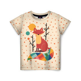 Детская футболка 3D с принтом Осенняя лисичка в Курске, 100% гипоаллергенный полиэфир | прямой крой, круглый вырез горловины, длина до линии бедер, чуть спущенное плечо, ткань немного тянется | animal | beast | cat | fox | kitty | nature | orange | животное | зверь | кот | котик | кошка | лиса | лисичка | оранжевая | осень | природа