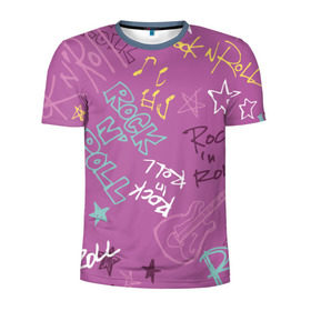 Мужская футболка 3D спортивная с принтом Rock`n`Roll в Курске, 100% полиэстер с улучшенными характеристиками | приталенный силуэт, круглая горловина, широкие плечи, сужается к линии бедра | веселые | новинки | подарок | популярные | прикольные | яркие