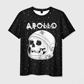 Мужская футболка 3D с принтом Apollo в Курске, 100% полиэфир | прямой крой, круглый вырез горловины, длина до линии бедер | bone | cosmic | cosmos | galaxy | planet | skelet | skull | space | star | universe | аполло | астронавт | вселенная | галактика | звезды | космонавт | космос | кости | планета | скелет | череп