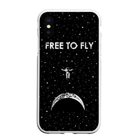 Чехол для iPhone XS Max матовый с принтом Free to Fly в Курске, Силикон | Область печати: задняя сторона чехла, без боковых панелей | astronaut | cosmic | cosmonaut | cosmos | fly | galaxy | planet | space | star | universe | астронавт | вселенная | галактика | звезды | космонавт | космос | планета | полет