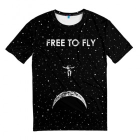 Мужская футболка 3D с принтом Free to Fly в Курске, 100% полиэфир | прямой крой, круглый вырез горловины, длина до линии бедер | astronaut | cosmic | cosmonaut | cosmos | fly | galaxy | planet | space | star | universe | астронавт | вселенная | галактика | звезды | космонавт | космос | планета | полет