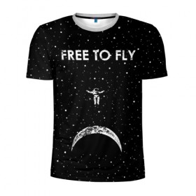 Мужская футболка 3D спортивная с принтом Free to Fly в Курске, 100% полиэстер с улучшенными характеристиками | приталенный силуэт, круглая горловина, широкие плечи, сужается к линии бедра | astronaut | cosmic | cosmonaut | cosmos | fly | galaxy | planet | space | star | universe | астронавт | вселенная | галактика | звезды | космонавт | космос | планета | полет