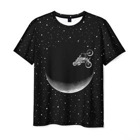 Мужская футболка 3D с принтом Астронавт байкер в Курске, 100% полиэфир | прямой крой, круглый вырез горловины, длина до линии бедер | astronaut | cosmonaut | cosmos | galaxy | moto | planet | space | star | universe | астронавт | байкер | вселенная | галактика | звезды | космонавт | космос | луна | мотоцикл | планета