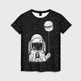 Женская футболка 3D с принтом Астронавт с шариком в Курске, 100% полиэфир ( синтетическое хлопкоподобное полотно) | прямой крой, круглый вырез горловины, длина до линии бедер | Тематика изображения на принте: astronaut | cosmonaut | cosmos | dead | galaxy | moon | planet | space | star | universe | астронавт | вселенная | галактика | звезды | космонавт | космос | луна | планета | шарик