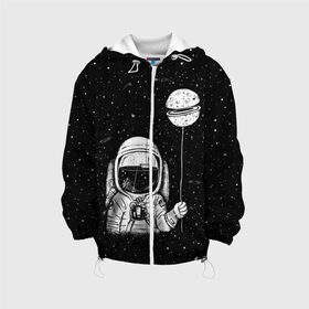 Детская куртка 3D с принтом Астронавт с шариком в Курске, 100% полиэстер | застежка — молния, подол и капюшон оформлены резинкой с фиксаторами, по бокам — два кармана без застежек, один потайной карман на груди, плотность верхнего слоя — 90 г/м2; плотность флисового подклада — 260 г/м2 | astronaut | cosmonaut | cosmos | dead | galaxy | moon | planet | space | star | universe | астронавт | вселенная | галактика | звезды | космонавт | космос | луна | планета | шарик
