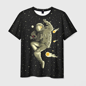 Мужская футболка 3D с принтом Атака метеоров в Курске, 100% полиэфир | прямой крой, круглый вырез горловины, длина до линии бедер | astronaut | cosmonaut | cosmos | galaxy | meteor | planet | space | star | universe | астронавт | вселенная | галактика | гравитация | звезды | космонавт | космос | метеор | планета