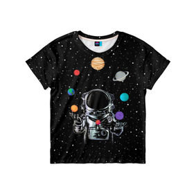 Детская футболка 3D с принтом Космический жонглер в Курске, 100% гипоаллергенный полиэфир | прямой крой, круглый вырез горловины, длина до линии бедер, чуть спущенное плечо, ткань немного тянется | Тематика изображения на принте: astronaut | cosmonaut | cosmos | galaxy | planet | space | star | universe | астронавт | вселенная | галактика | звезды | земля | космонавт | космос | луна | марс | планета | сатурн | уран
