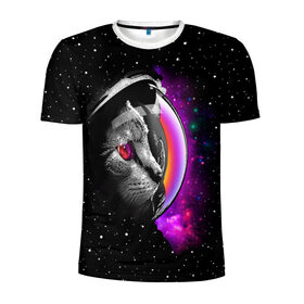 Мужская футболка 3D спортивная с принтом Космический кот в Курске, 100% полиэстер с улучшенными характеристиками | приталенный силуэт, круглая горловина, широкие плечи, сужается к линии бедра | astronaut | cat | cosmonaut | cosmos | galaxy | kitty | space | universe | астронавт | вселенная | галактика | звезды | космонавт | космос | кот | котик | кошка