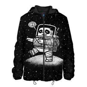 Мужская куртка 3D с принтом Панда лунатик в Курске, ткань верха — 100% полиэстер, подклад — флис | прямой крой, подол и капюшон оформлены резинкой с фиксаторами, два кармана без застежек по бокам, один большой потайной карман на груди. Карман на груди застегивается на липучку | Тематика изображения на принте: astronaut | cosmonaut | cosmos | galaxy | gravity | moon | planet | space | star | universe | астронавт | вселенная | галактика | звезды | космонавт | космос | луна | лунатик