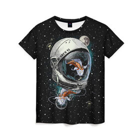 Женская футболка 3D с принтом Подводный космос в Курске, 100% полиэфир ( синтетическое хлопкоподобное полотно) | прямой крой, круглый вырез горловины, длина до линии бедер | astronaut | cosmonaut | cosmos | galaxy | meteor | moon | planet | space | star | universe | астронавт | бесконечность | вселенная | галактика | звезды | космонавт | космос | луна