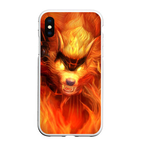 Чехол для iPhone XS Max матовый с принтом Fire Wolf в Курске, Силикон | Область печати: задняя сторона чехла, без боковых панелей | Тематика изображения на принте: league of legends | lol | warwick | wolf | варвик | волк | лига легенд | лол