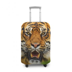 Чехол для чемодана 3D с принтом Тигр в Курске, 86% полиэфир, 14% спандекс | двустороннее нанесение принта, прорези для ручек и колес | дикая кошка | животное | клыки | лев | тигр. tiger | хищник