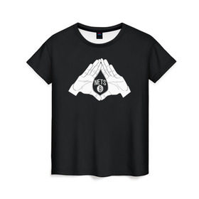 Женская футболка 3D с принтом Бруклин в Курске, 100% полиэфир ( синтетическое хлопкоподобное полотно) | прямой крой, круглый вырез горловины, длина до линии бедер | brooklyn | nba | nets | йорк | нба | нью