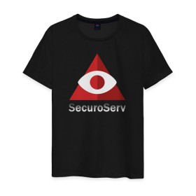 Мужская футболка хлопок с принтом SecuroServ в Курске, 100% хлопок | прямой крой, круглый вырез горловины, длина до линии бедер, слегка спущенное плечо. | auto | grand | gta | theft | гта