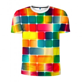 Мужская футболка 3D спортивная с принтом Multicolour в Курске, 100% полиэстер с улучшенными характеристиками | приталенный силуэт, круглая горловина, широкие плечи, сужается к линии бедра | 