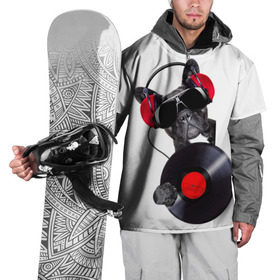 Накидка на куртку 3D с принтом DJ бульдог в Курске, 100% полиэстер |  | бульдог | винил | диджей | музыка | наушники | очки | пёс | пластинка | собака | юмор