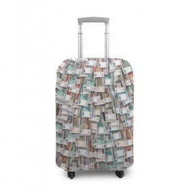Чехол для чемодана 3D с принтом Российские деньги в Курске, 86% полиэфир, 14% спандекс | двустороннее нанесение принта, прорези для ручек и колес | бабки | бабло | банк | банкнота | богатство | бумажный | купюры | куча | рубль