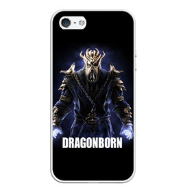 Чехол для iPhone 5/5S матовый с принтом Dragonborn в Курске, Силикон | Область печати: задняя сторона чехла, без боковых панелей | game | the elder scrolls v: skyrim | драконорожденный | игра | игрок