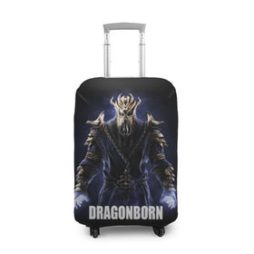 Чехол для чемодана 3D с принтом Dragonborn в Курске, 86% полиэфир, 14% спандекс | двустороннее нанесение принта, прорези для ручек и колес | game | the elder scrolls v: skyrim | драконорожденный | игра | игрок