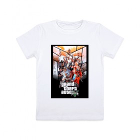 Детская футболка хлопок с принтом GTA 5 в Курске, 100% хлопок | круглый вырез горловины, полуприлегающий силуэт, длина до линии бедер | 