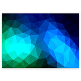 Поздравительная открытка с принтом Fight Polygon в Курске, 100% бумага | плотность бумаги 280 г/м2, матовая, на обратной стороне линовка и место для марки
 | зеленый | полигон | синий | треугольники