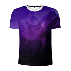 Мужская футболка 3D спортивная с принтом PolyViolet в Курске, 100% полиэстер с улучшенными характеристиками | приталенный силуэт, круглая горловина, широкие плечи, сужается к линии бедра | полигон | тёмный | треугольники | фиолетовый