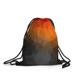 Рюкзак-мешок 3D с принтом abstraction в Курске, 100% полиэстер | плотность ткани — 200 г/м2, размер — 35 х 45 см; лямки — толстые шнурки, застежка на шнуровке, без карманов и подкладки | оранжевый | полигон | треугольники черный