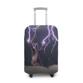 Чехол для чемодана 3D с принтом Грозовой кошак в Курске, 86% полиэфир, 14% спандекс | двустороннее нанесение принта, прорези для ручек и колес | lightning cat