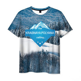 Мужская футболка 3D с принтом Красная поляна в Курске, 100% полиэфир | прямой крой, круглый вырез горловины, длина до линии бедер | горнолыжный курорт | горы | зима | красная поляна | лыжи | парк | роза хуторов | снег | сноутборд | сочи