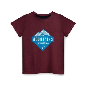 Детская футболка хлопок с принтом Горы зовут в Курске, 100% хлопок | круглый вырез горловины, полуприлегающий силуэт, длина до линии бедер | альпинизм | горы | лыжи | сноуборд