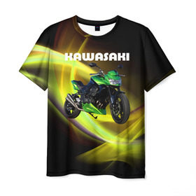 Мужская футболка 3D с принтом Kawasaki в Курске, 100% полиэфир | прямой крой, круглый вырез горловины, длина до линии бедер | moto | байк | байкер | мото | мотогонки | мотоспорт | мотоцикл