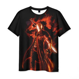 Мужская футболка 3D с принтом Devil May Cry в Курске, 100% полиэфир | прямой крой, круглый вырез горловины, длина до линии бедер | devil | данте | дьявол | слэшер