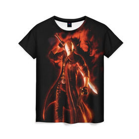 Женская футболка 3D с принтом Devil May Cry в Курске, 100% полиэфир ( синтетическое хлопкоподобное полотно) | прямой крой, круглый вырез горловины, длина до линии бедер | devil | данте | дьявол | слэшер