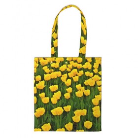 Сумка 3D повседневная с принтом Жёлтые тюльпаны в Курске, 100% полиэстер | Плотность: 200 г/м2; Размер: 34×35 см; Высота лямок: 30 см | поле | цветы | яркий