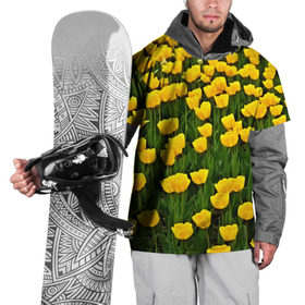 Накидка на куртку 3D с принтом Жёлтые тюльпаны в Курске, 100% полиэстер |  | поле | цветы | яркий