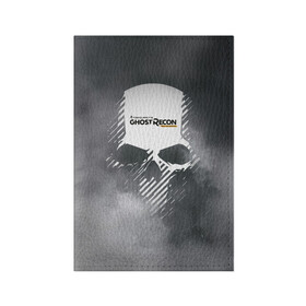 Обложка для паспорта матовая кожа с принтом Ghost Recon в Курске, натуральная матовая кожа | размер 19,3 х 13,7 см; прозрачные пластиковые крепления | tom clancy’s | череп