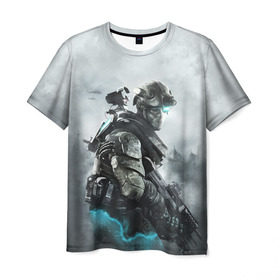 Мужская футболка 3D с принтом Ghost Recon в Курске, 100% полиэфир | прямой крой, круглый вырез горловины, длина до линии бедер | battlefield | call of duty | clancy | cod | counter | csgo | rainbow | six | strike | tom | tom clancy’s