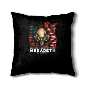 Подушка 3D с принтом Megadeth #3 в Курске, наволочка – 100% полиэстер, наполнитель – холлофайбер (легкий наполнитель, не вызывает аллергию). | состоит из подушки и наволочки. Наволочка на молнии, легко снимается для стирки | Тематика изображения на принте: dave | megadeth | metal | mustaine | rattlehead | rock | thrash | vic | дейв | мастейн | мегадез | мегадет | мегедес | метал | рок | треш